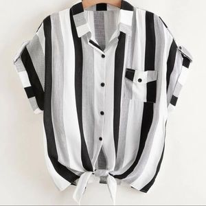 SOLD. Striped Knot Hem Blouse